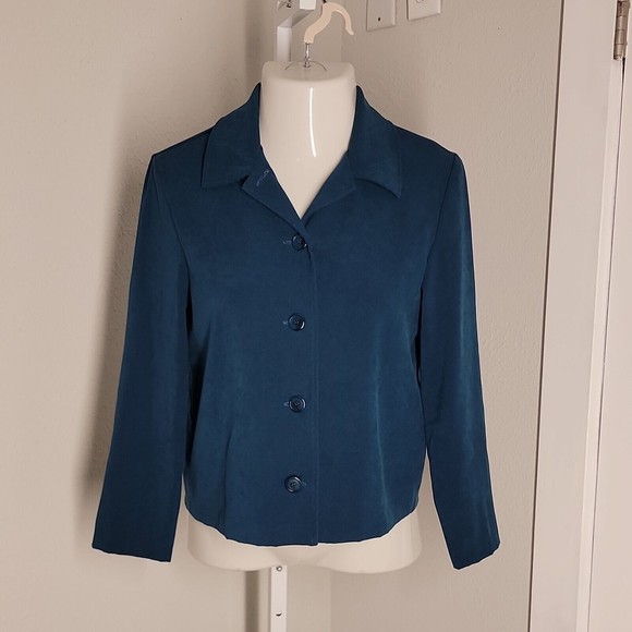 Briggs New York Button Up Blazer Jacket ~ Sz PS ~ Teal ~ Long Sleeve - Picture 2 of 6